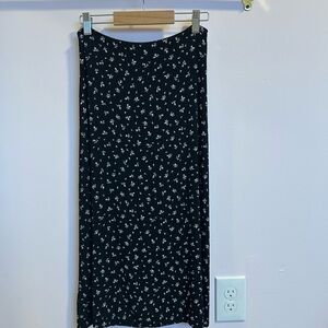 Brandy Melville Black Floral Midi Skirt